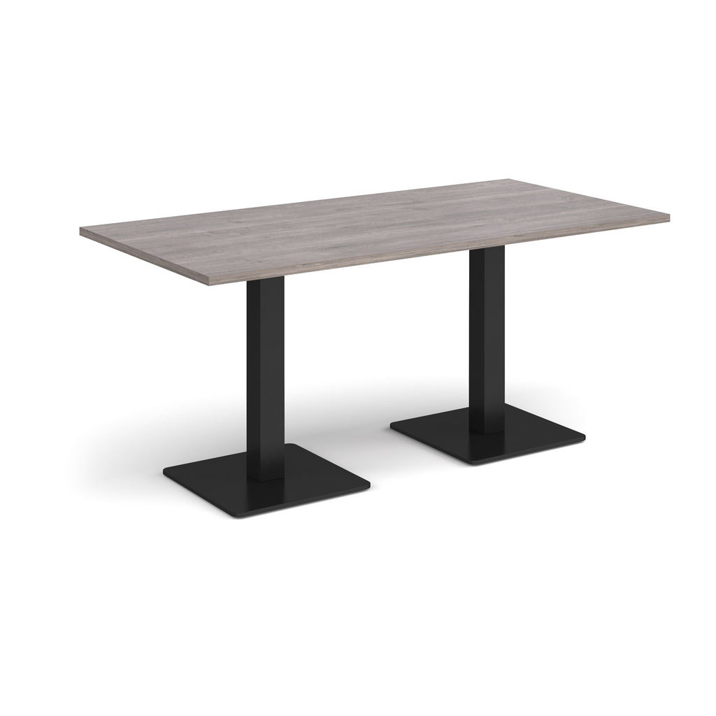 Picture of Brescia rectangular dining table with flat square black bases 1600mm x 800mm - grey oak