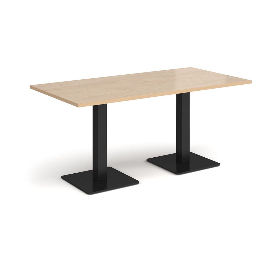 Picture of Brescia rectangular dining table with flat square black bases 1600mm x 800mm - kendal oak