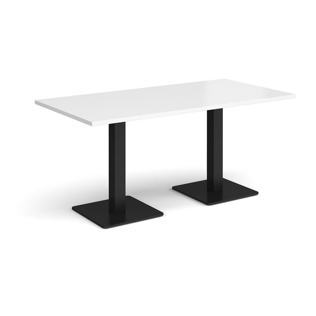 Picture of Brescia rectangular dining table with flat square black bases 1600mm x 800mm - white