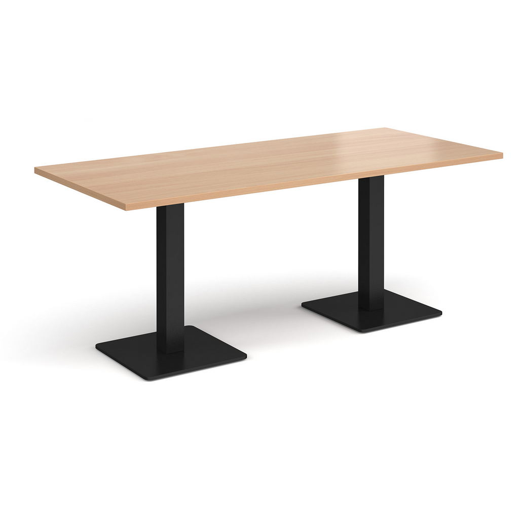 Picture of Brescia rectangular dining table with flat square black bases 1800mm x 800mm - beech