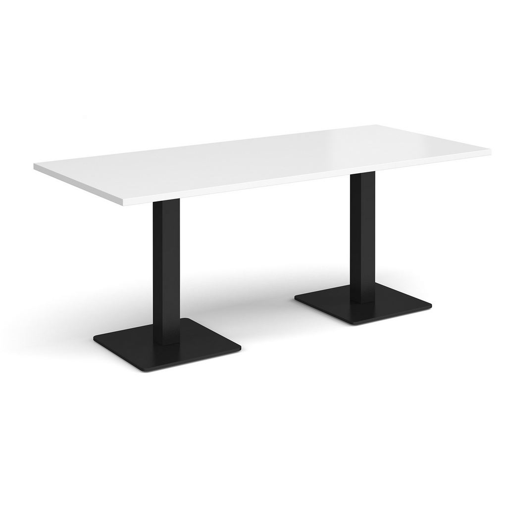 Picture of Brescia rectangular dining table with flat square black bases 1800mm x 800mm - white