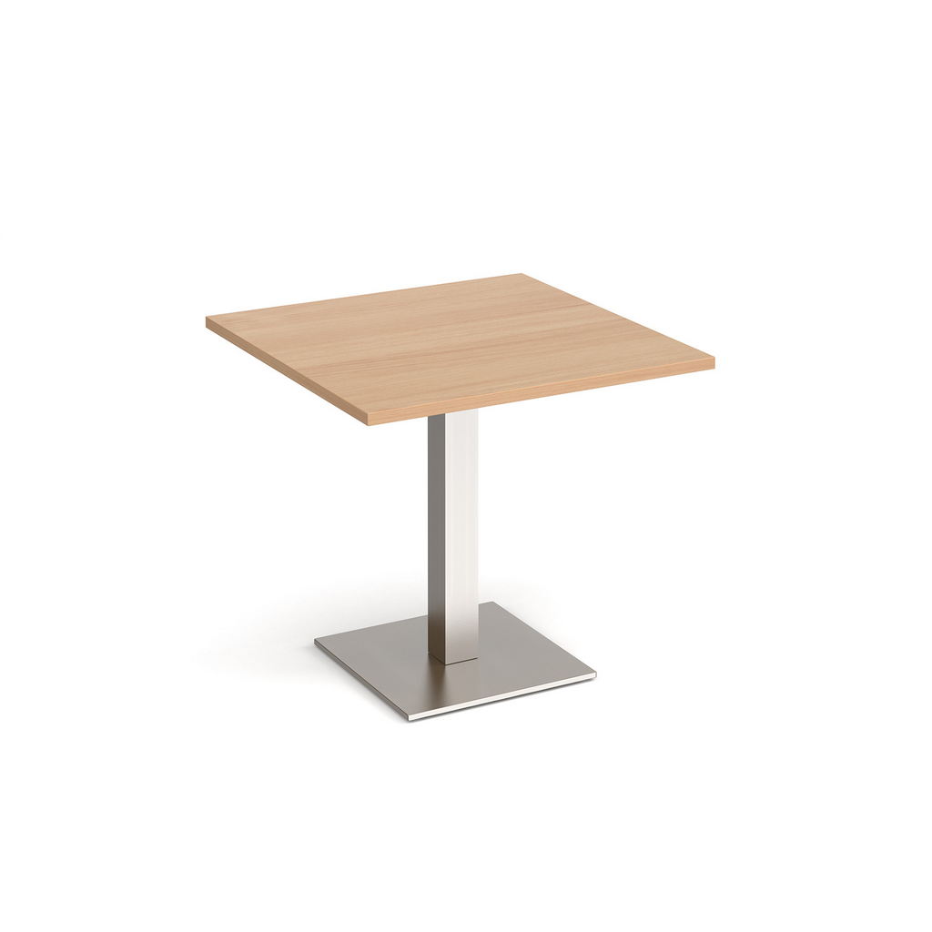 Picture of Brescia square dining table with flat square brushed steel base 800mm - beech