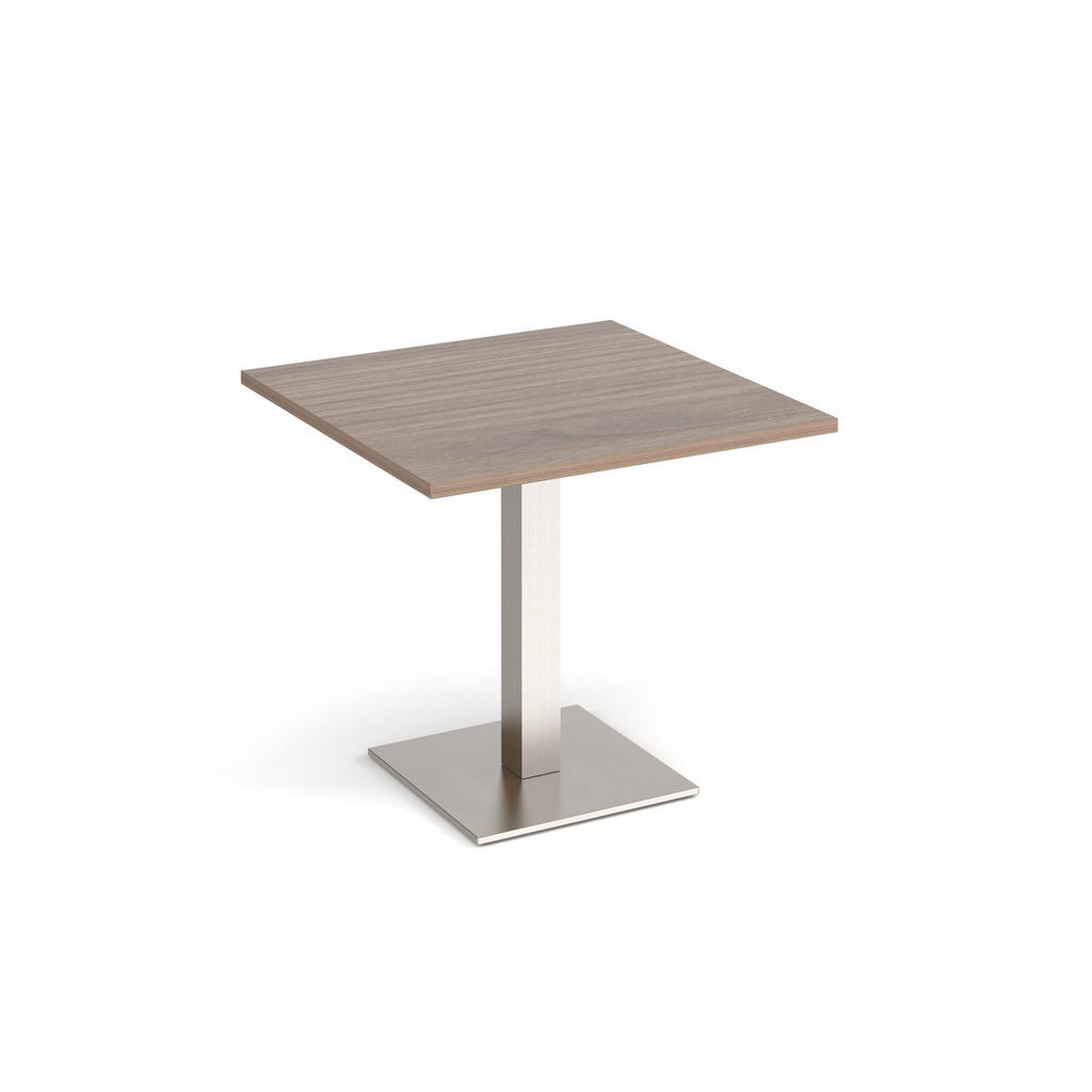 Picture of Brescia square dining table with flat square brushed steel base 800mm - barcelona walnut