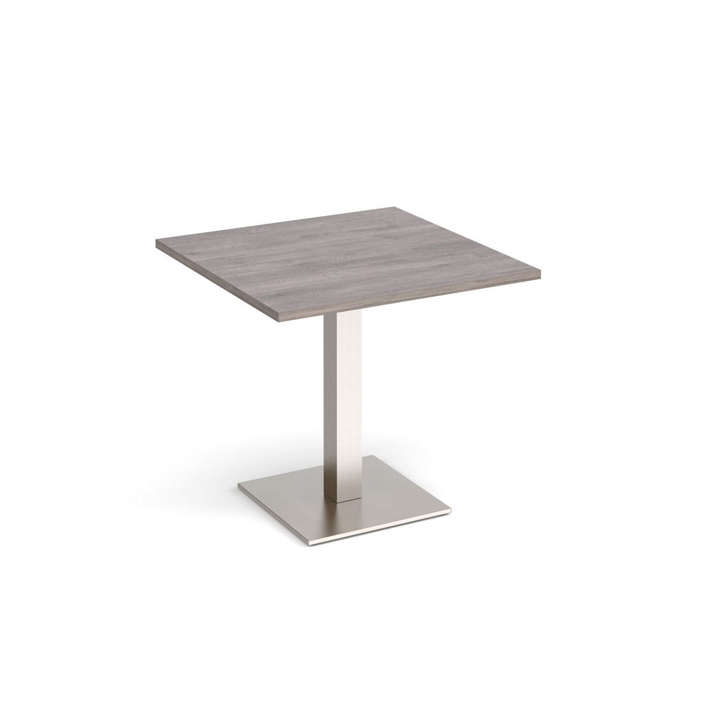 Picture of Brescia square dining table with flat square brushed steel base 800mm - grey oak