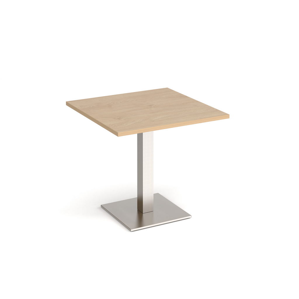 Picture of Brescia square dining table with flat square brushed steel base 800mm - kendal oak