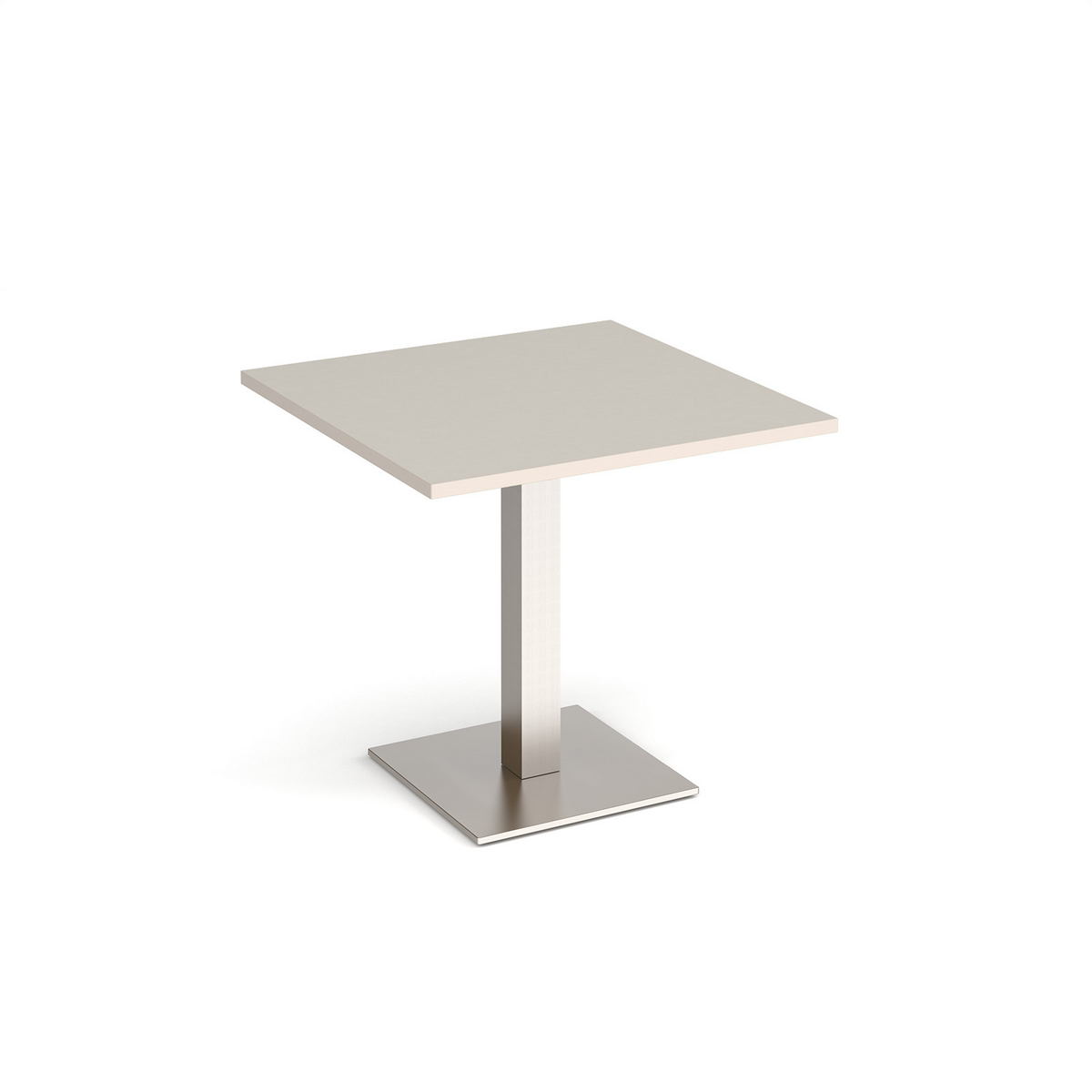 Picture of Brescia square dining table with flat square brushed steel base 800mm - Light Grey