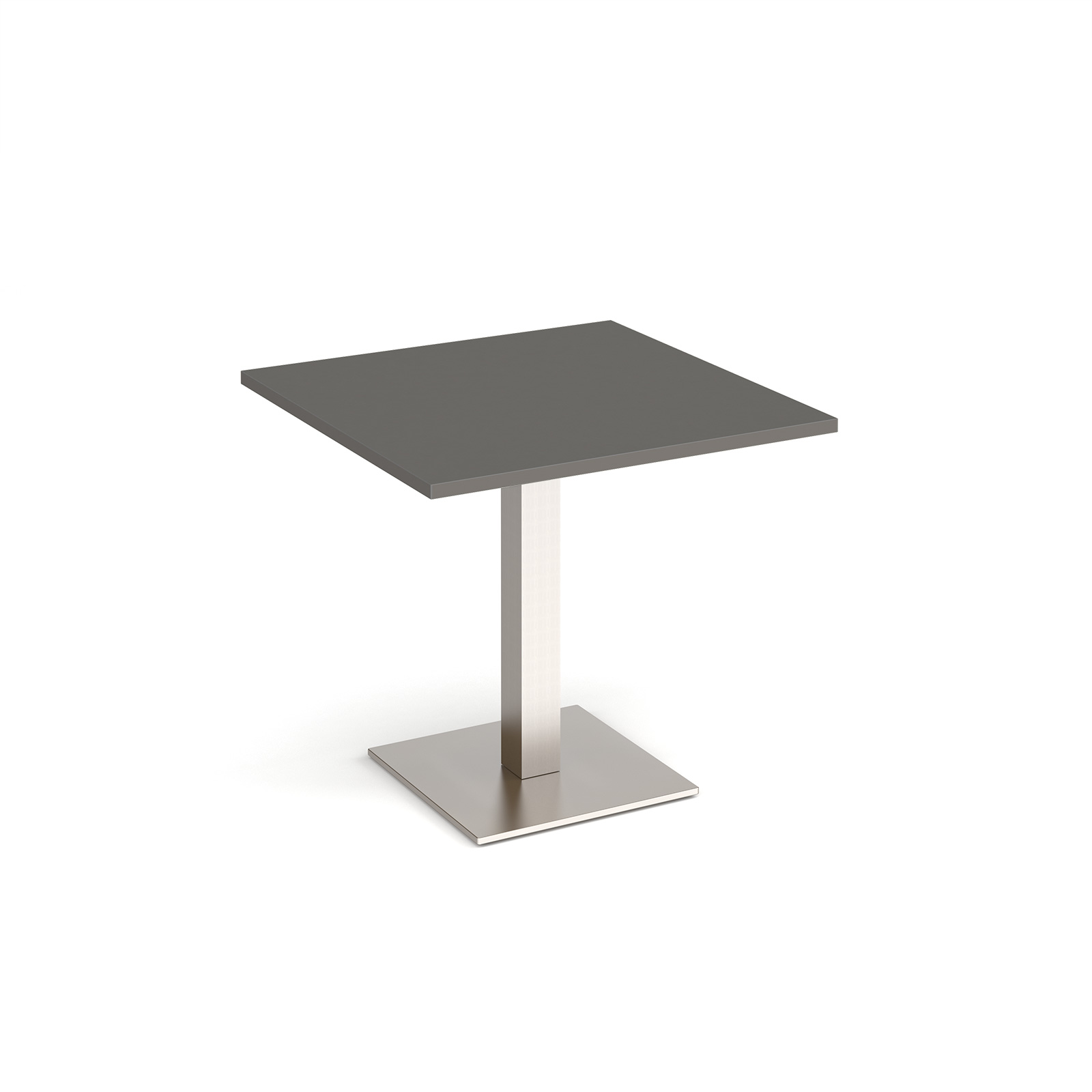 Picture of Brescia square dining table with flat square brushed steel base 800mm - Onyx Grey