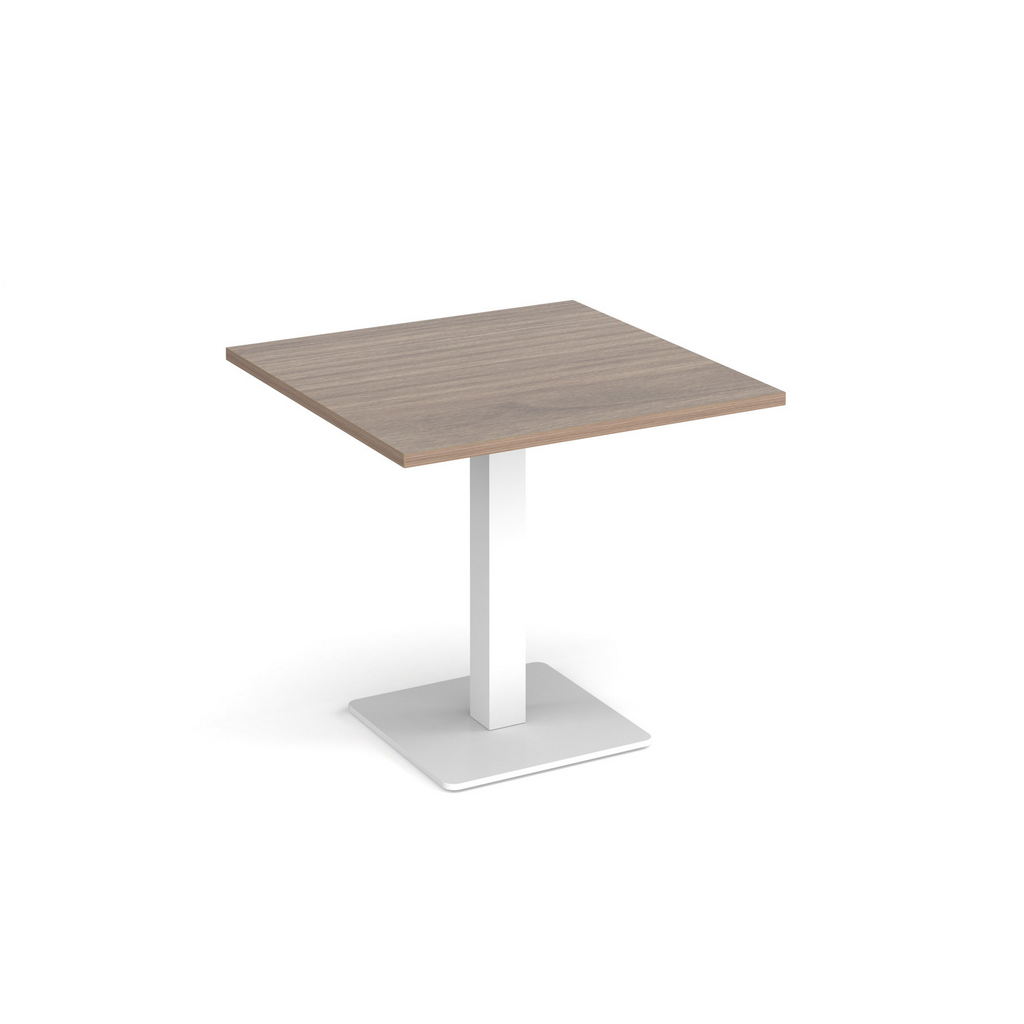 Picture of Brescia square dining table with flat square white base 800mm - barcelona walnut