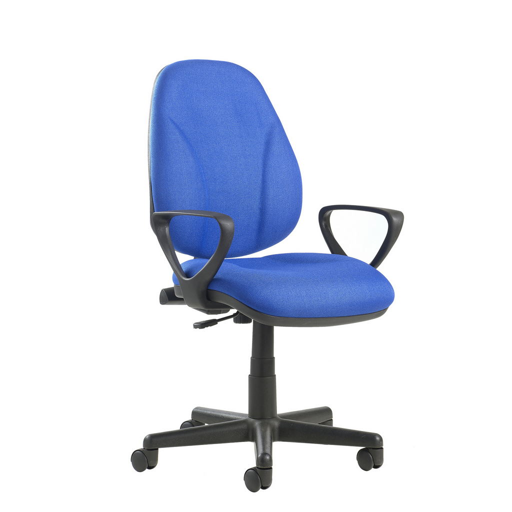 Picture of Bilbao fabric operators chair with lumbar support and fixed arms - blue