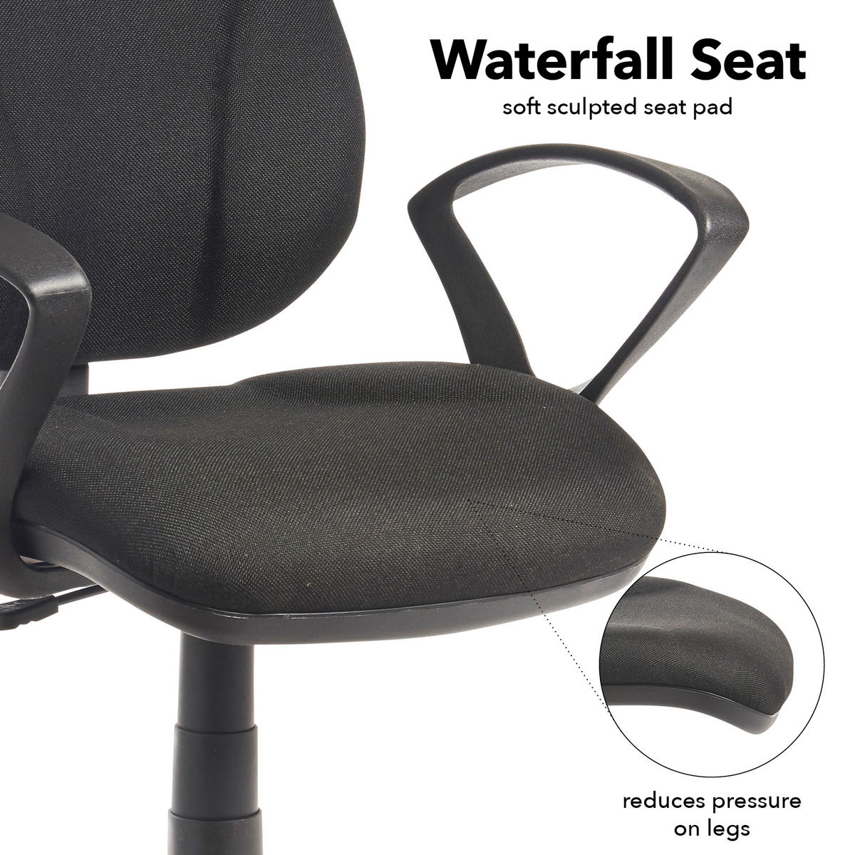 Picture of Bilbao fabric operators chair with lumbar support and fixed arms - black