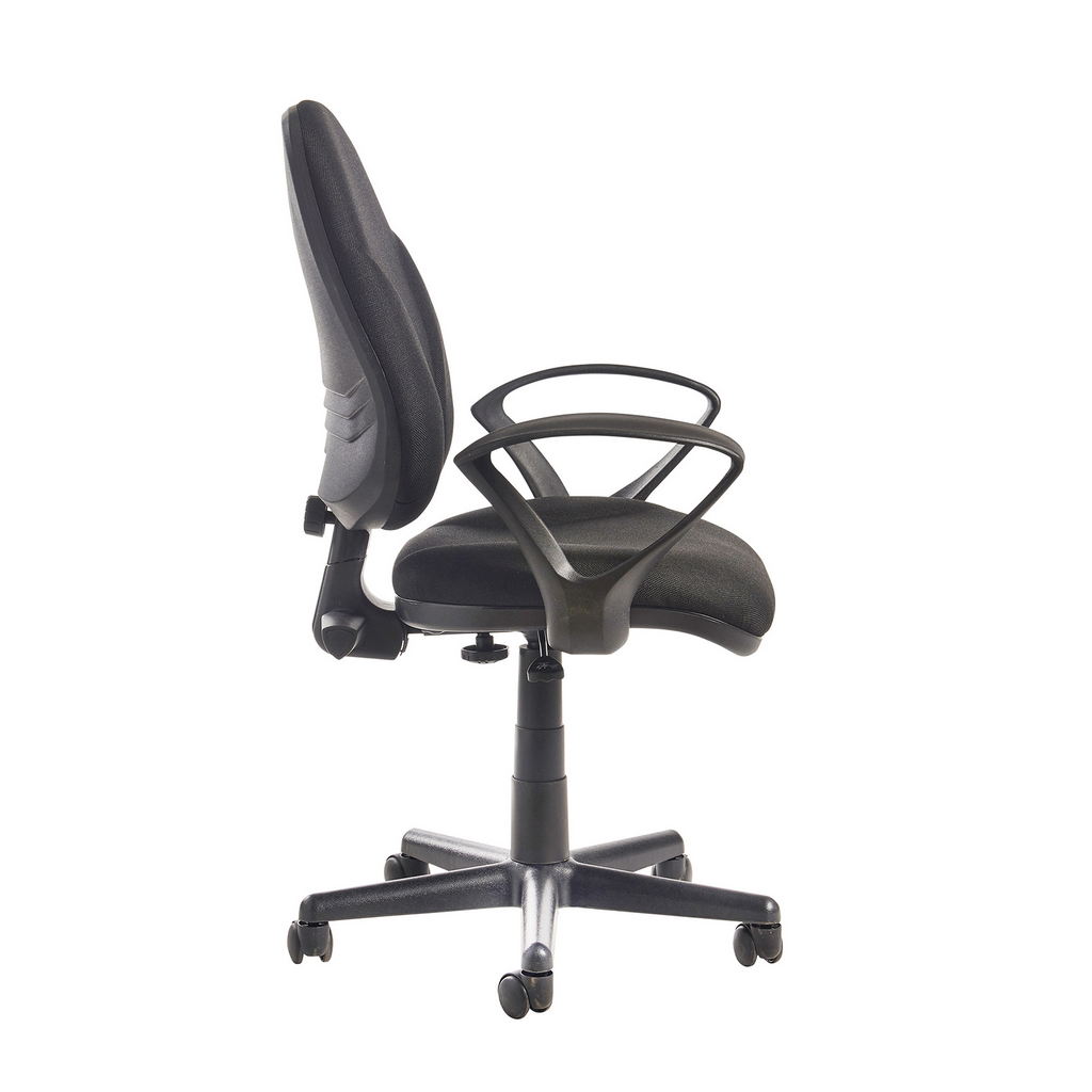 Picture of Bilbao fabric operators chair with lumbar support and fixed arms - black