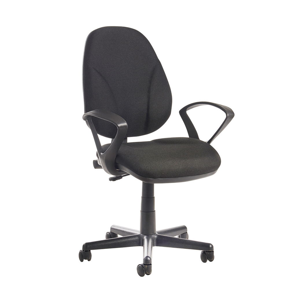 Picture of Bilbao fabric operators chair with lumbar support and fixed arms - black