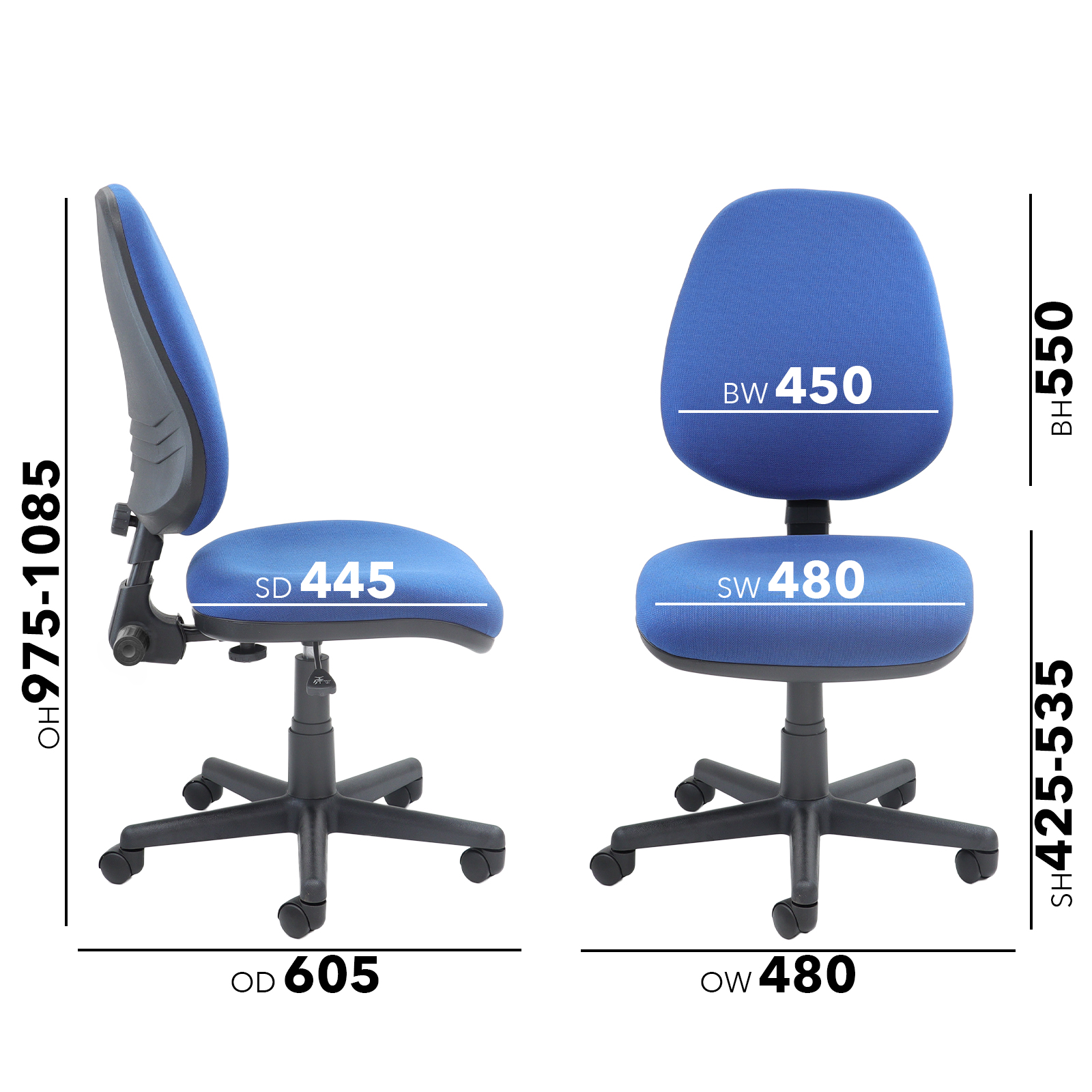 Picture of Bilbao fabric operators chair with no arms - blue