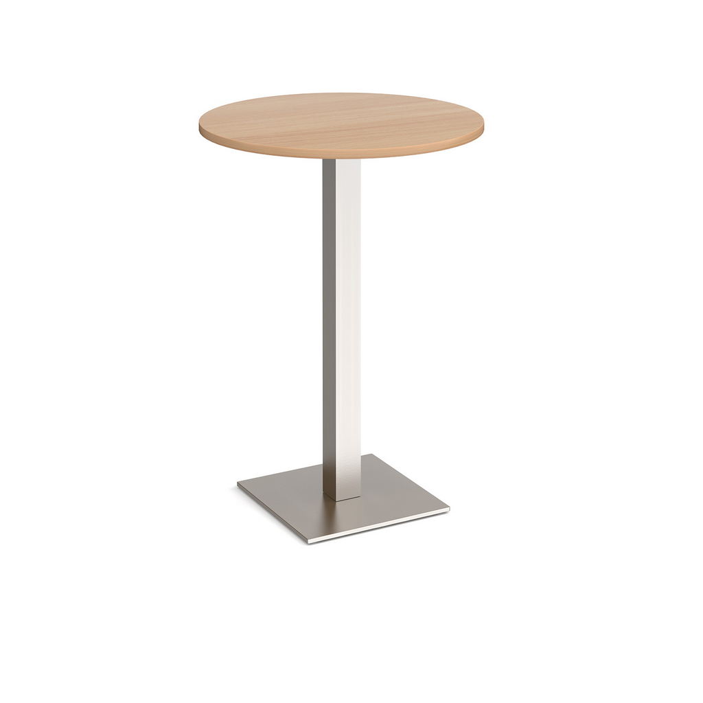 Picture of Brescia circular poseur table with flat square brushed steel base 800mm - beech