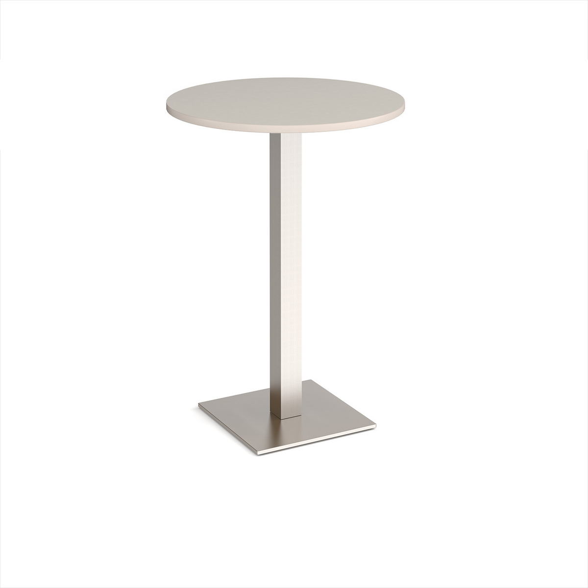 Picture of Brescia circular poseur table with flat square brushed steel base 800mm - Light Grey