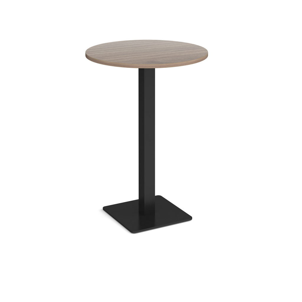 Picture of Brescia circular poseur table with flat square black base 800mm - barcelona walnut
