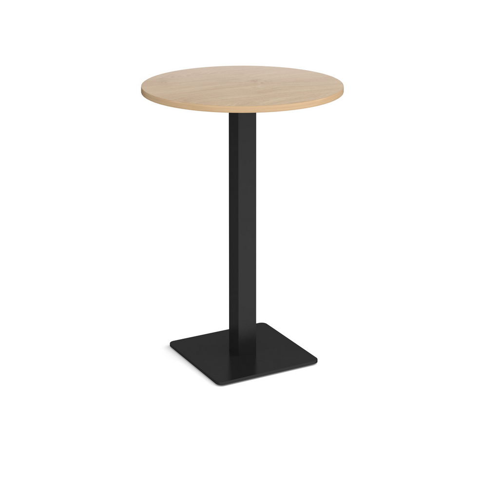 Picture of Brescia circular poseur table with flat square black base 800mm - kendal oak