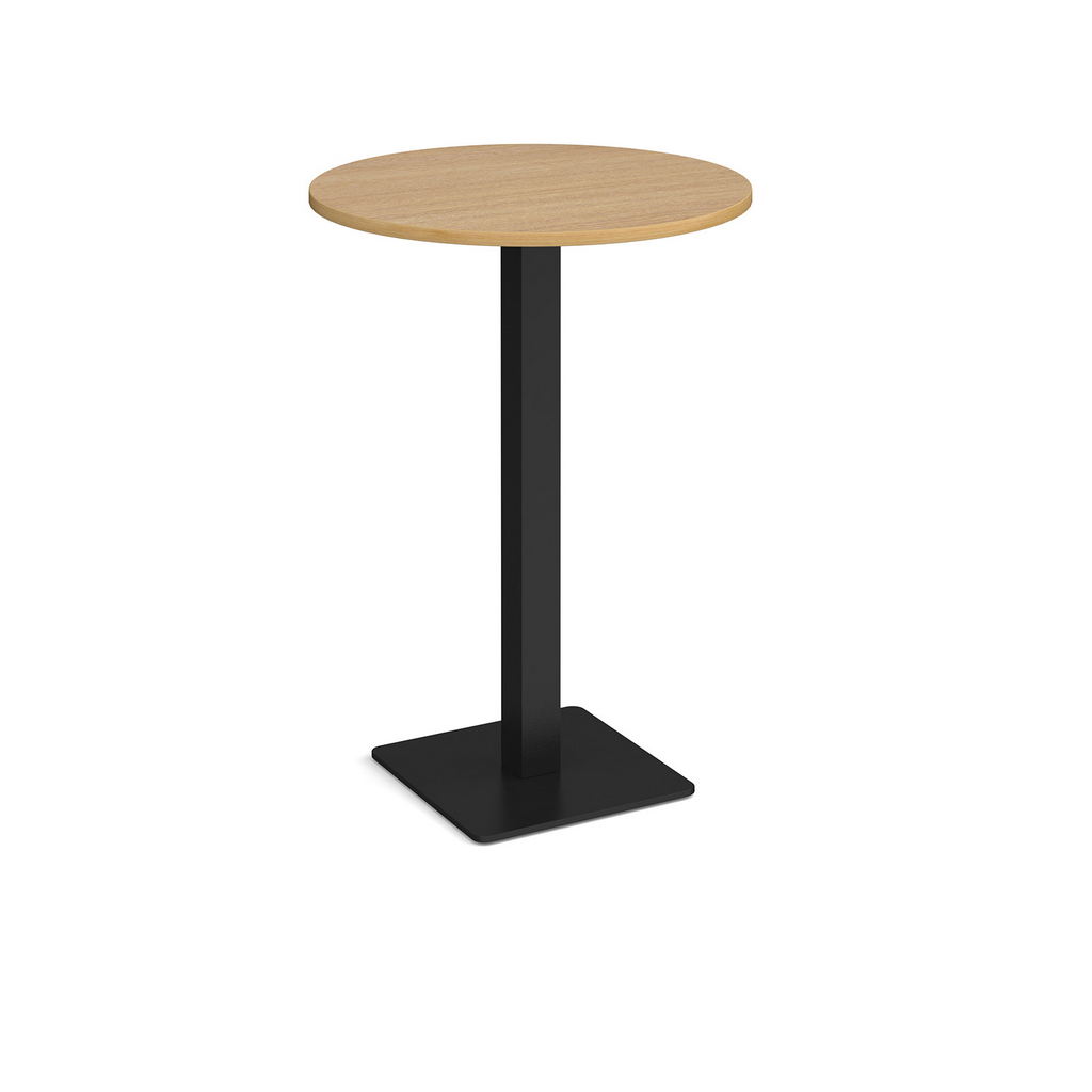 Picture of Brescia circular poseur table with flat square black base 800mm - oak