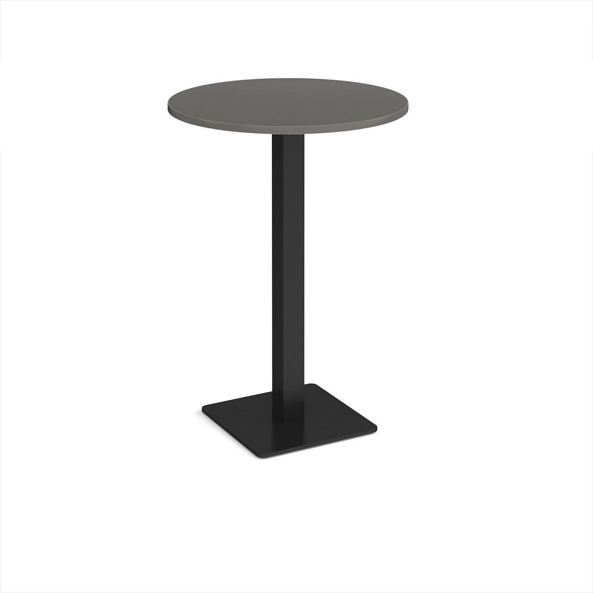 Picture of Brescia circular poseur table with flat square black base 800mm - Onyx Grey