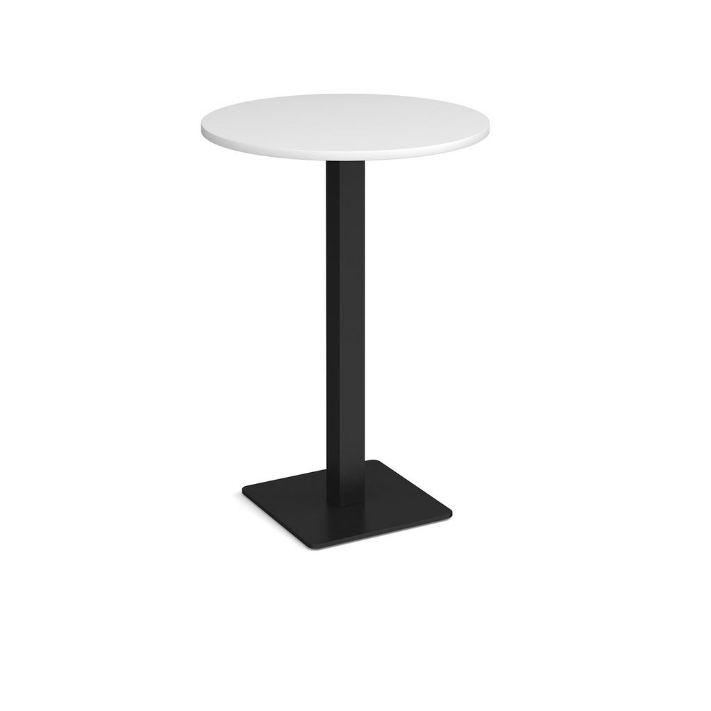 Picture of Brescia circular poseur table with flat square black base 800mm - white