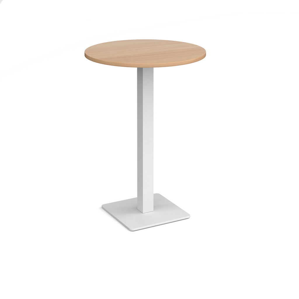 Picture of Brescia circular poseur table with flat square white base 800mm - beech
