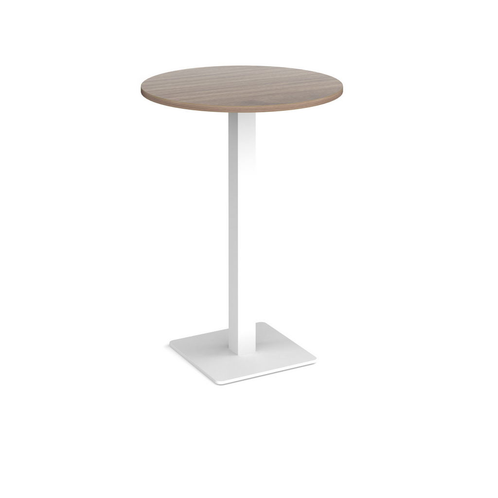 Picture of Brescia circular poseur table with flat square white base 800mm - barcelona walnut