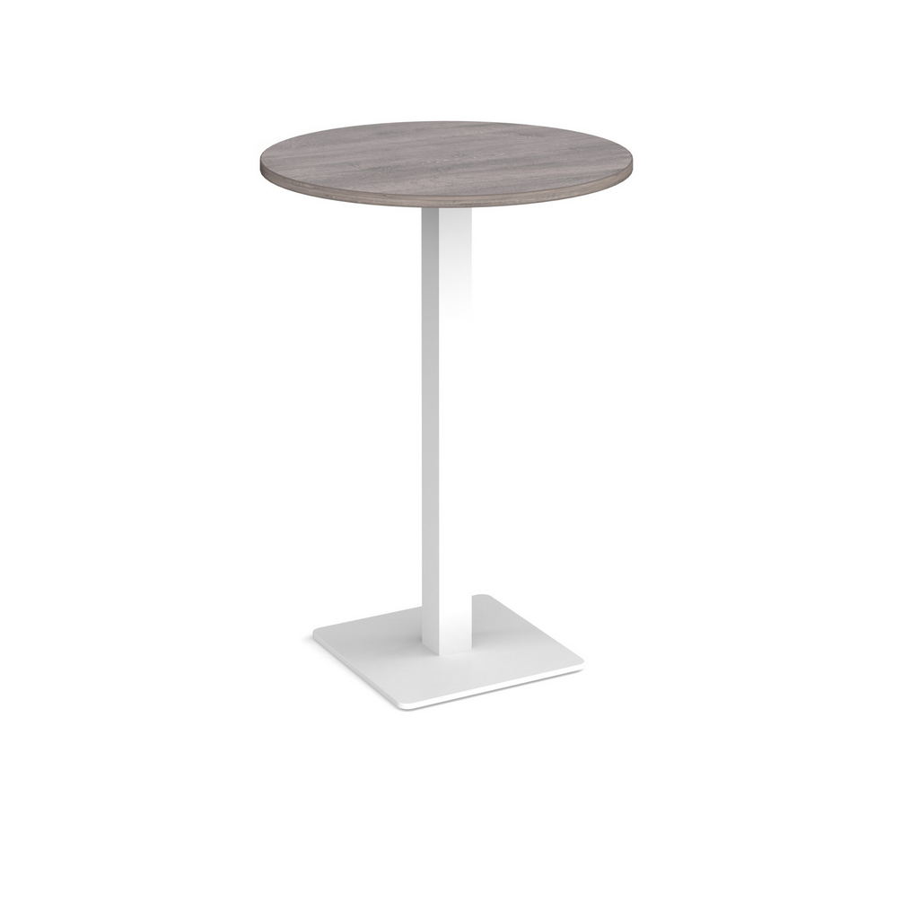 Picture of Brescia circular poseur table with flat square white base 800mm - grey oak