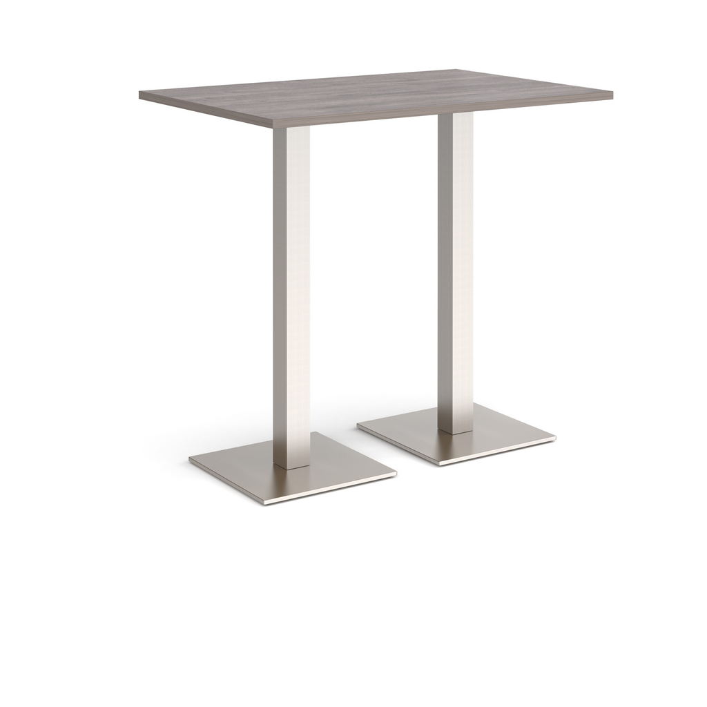 Picture of Brescia rectangular poseur table with flat square brushed steel bases 1200mm x 800mm - grey oak