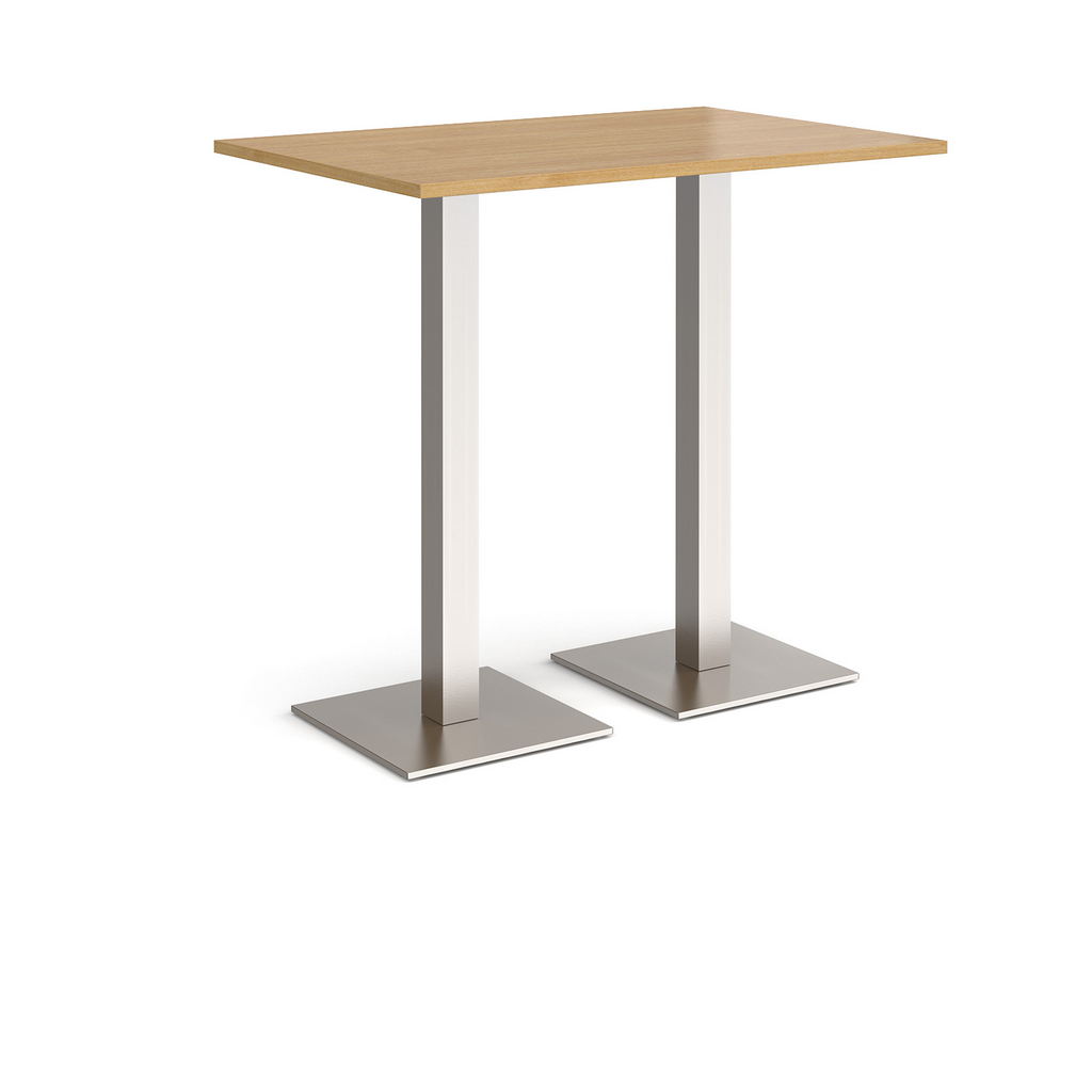 Picture of Brescia rectangular poseur table with flat square brushed steel bases 1200mm x 800mm - oak