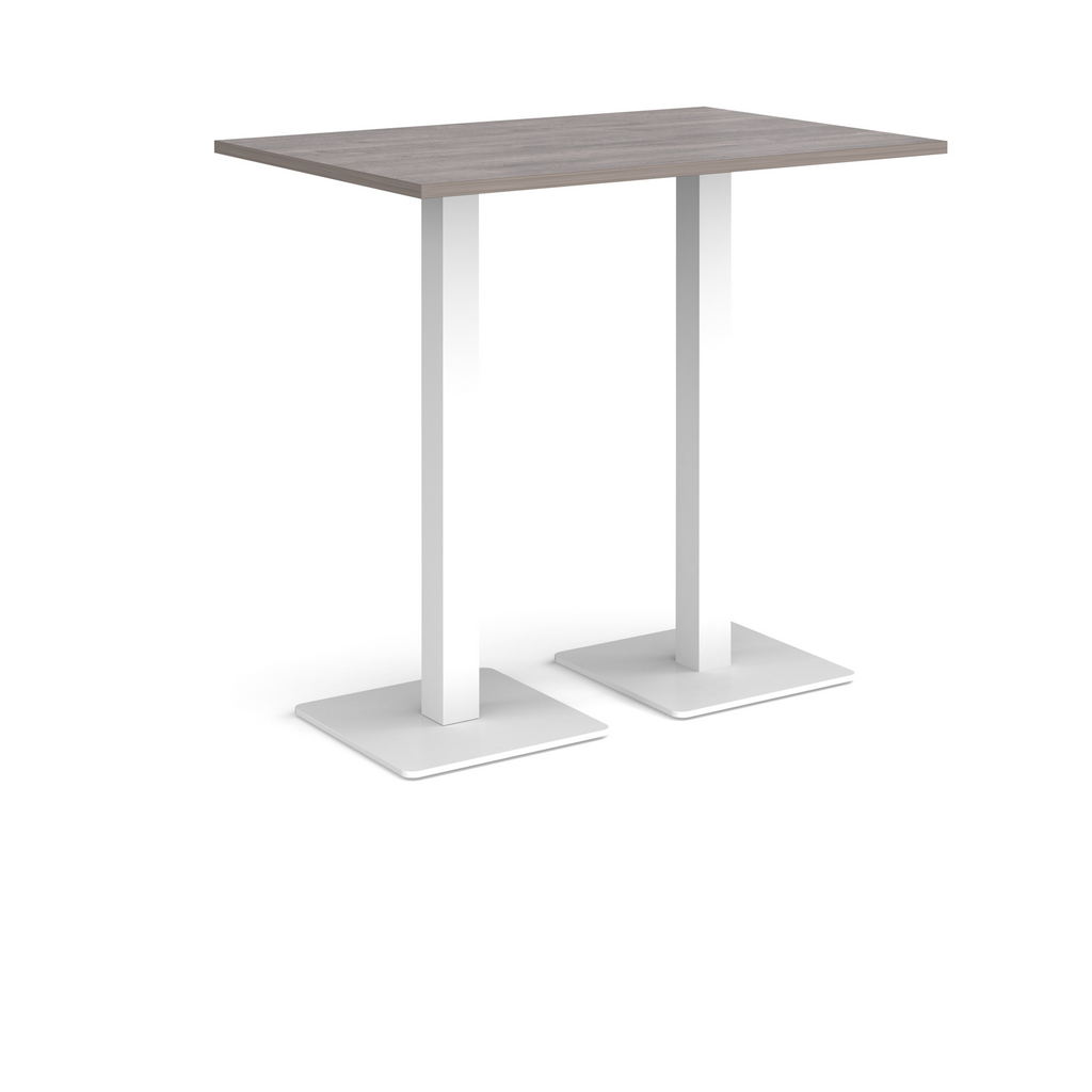 Picture of Brescia rectangular poseur table with flat square white bases 1200mm x 800mm - grey oak