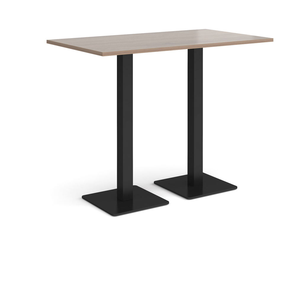 Picture of Brescia rectangular poseur table with flat square black bases 1400mm x 800mm - barcelona walnut