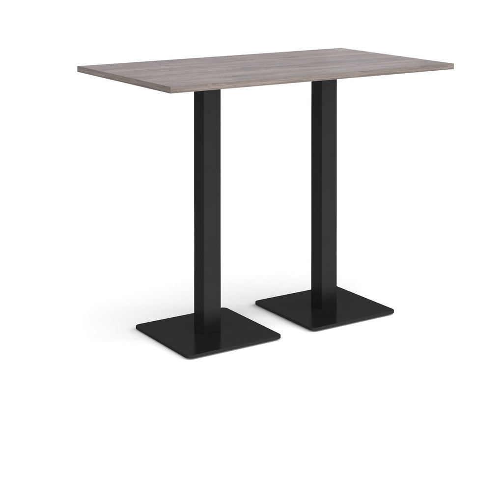 Picture of Brescia rectangular poseur table with flat square black bases 1400mm x 800mm - grey oak