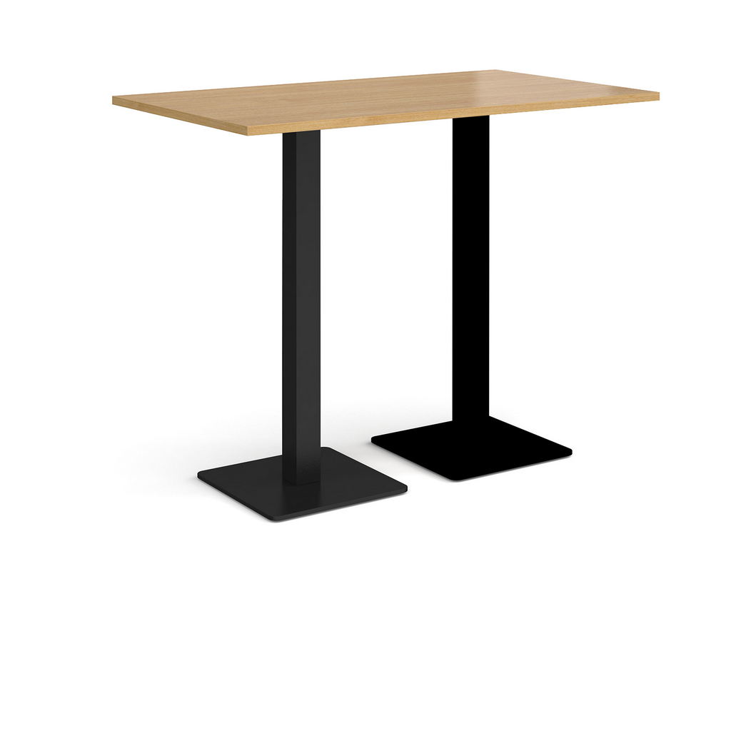 Picture of Brescia rectangular poseur table with flat square black bases 1400mm x 800mm - oak