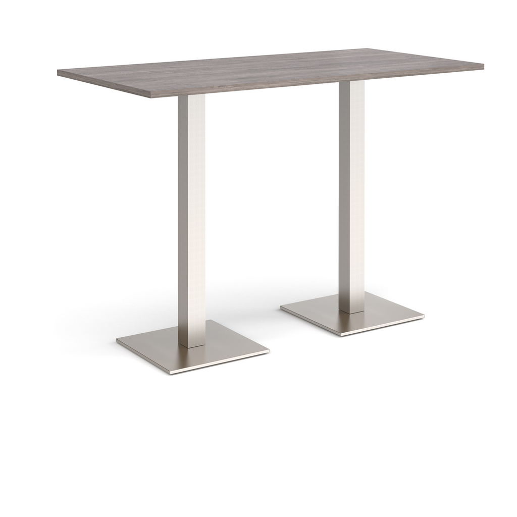 Picture of Brescia rectangular poseur table with flat square brushed steel bases 1600mm x 800mm - grey oak