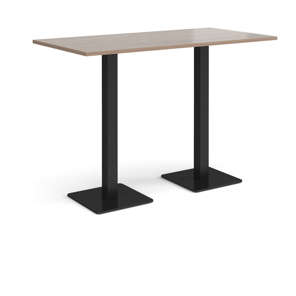 Picture of Brescia rectangular poseur table with flat square black bases 1600mm x 800mm - barcelona walnut
