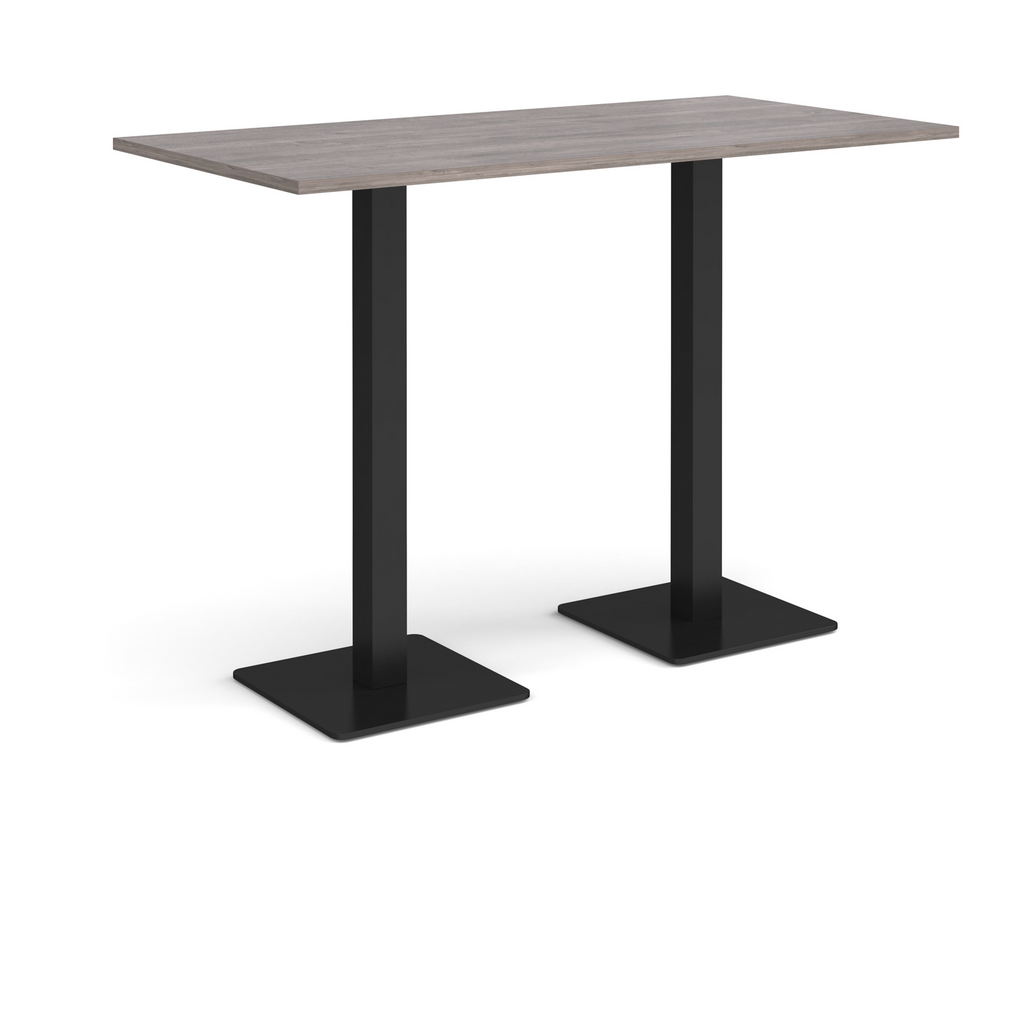 Picture of Brescia rectangular poseur table with flat square black bases 1600mm x 800mm - grey oak