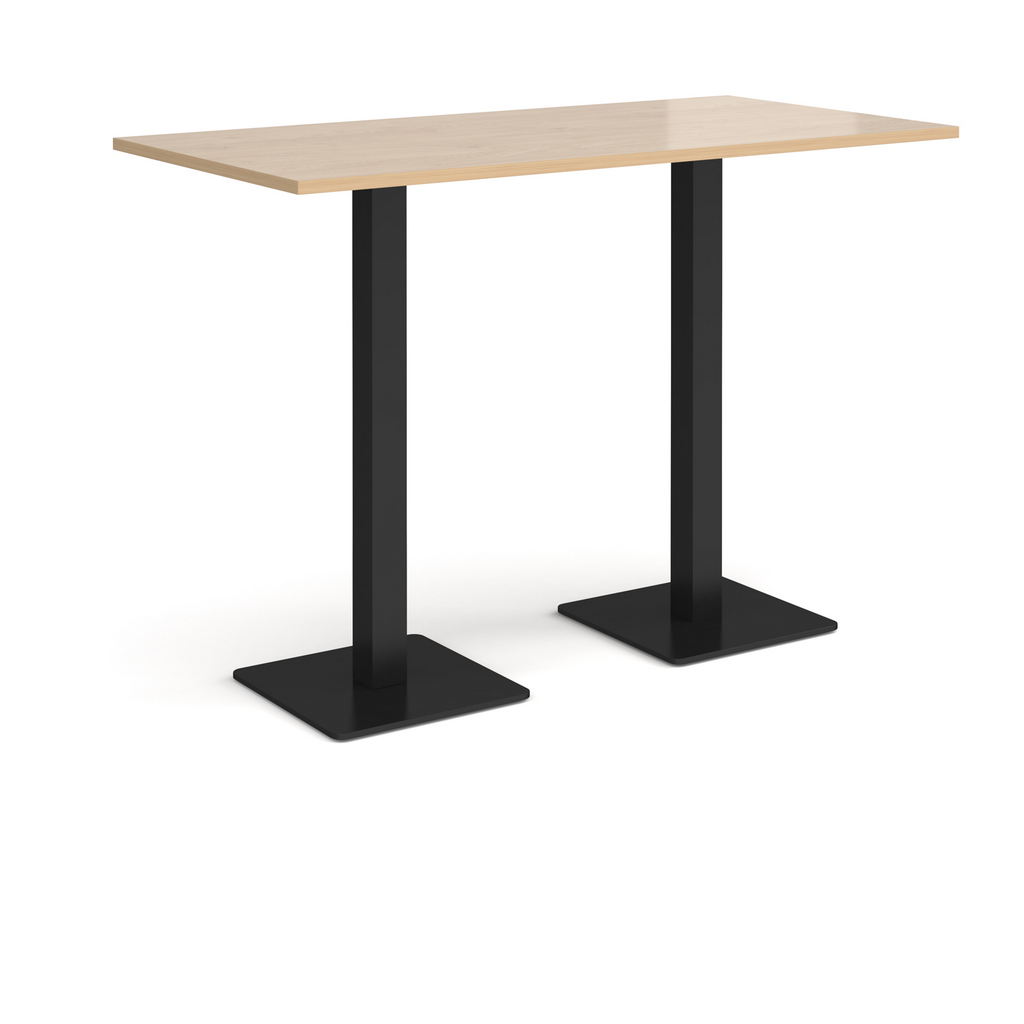 Picture of Brescia rectangular poseur table with flat square black bases 1600mm x 800mm - kendal oak