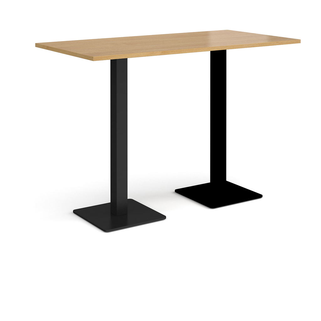 Picture of Brescia rectangular poseur table with flat square black bases 1600mm x 800mm - oak