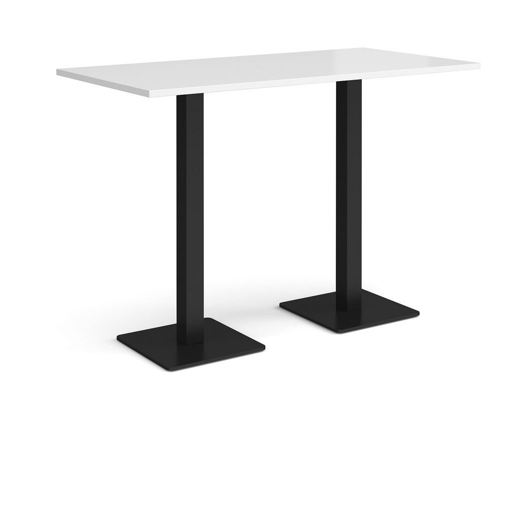 Picture of Brescia rectangular poseur table with flat square black bases 1600mm x 800mm - white