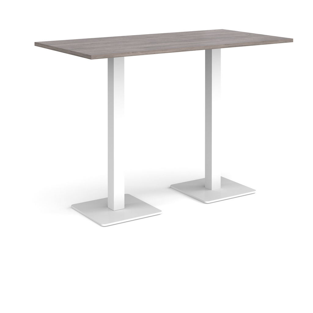 Picture of Brescia rectangular poseur table with flat square white bases 1600mm x 800mm - grey oak