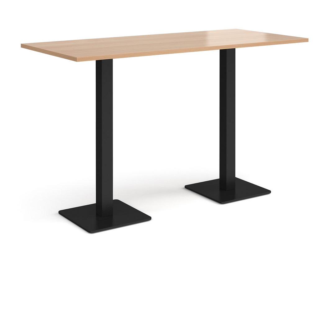 Picture of Brescia rectangular poseur table with flat square black bases 1800mm x 800mm - beech