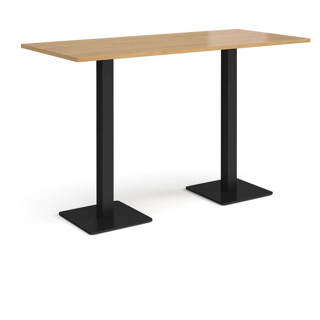Picture of Brescia rectangular poseur table with flat square black bases 1800mm x 800mm - oak