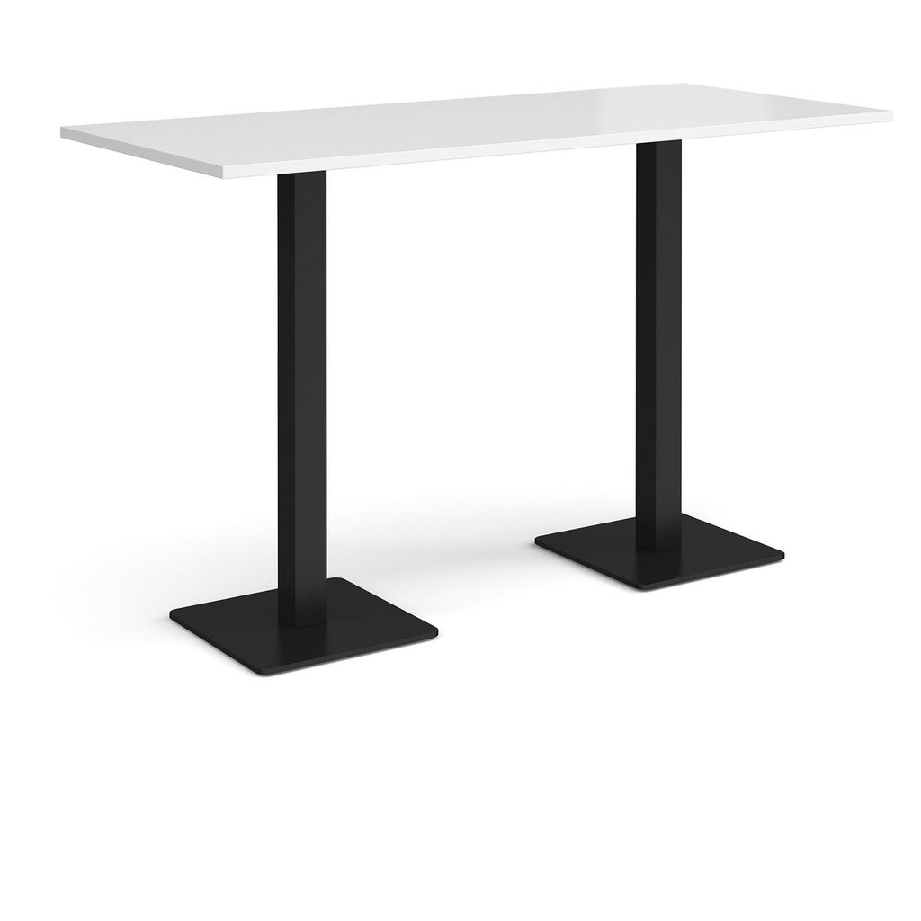 Picture of Brescia rectangular poseur table with flat square black bases 1800mm x 800mm - white