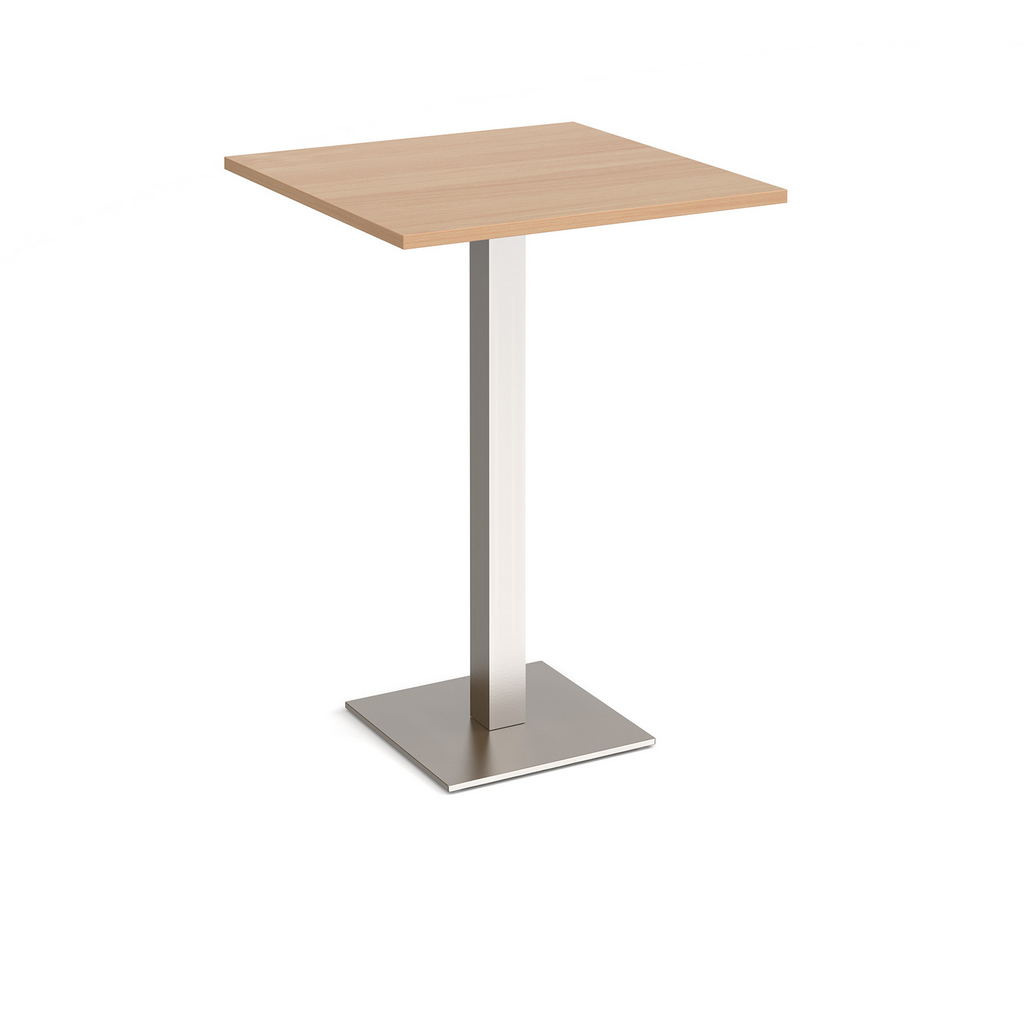 Picture of Brescia square poseur table with flat square brushed steel base 800mm - beech