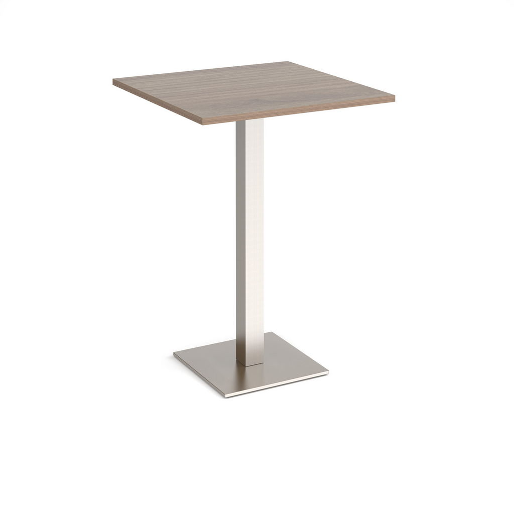 Picture of Brescia square poseur table with flat square brushed steel base 800mm - barcelona walnut