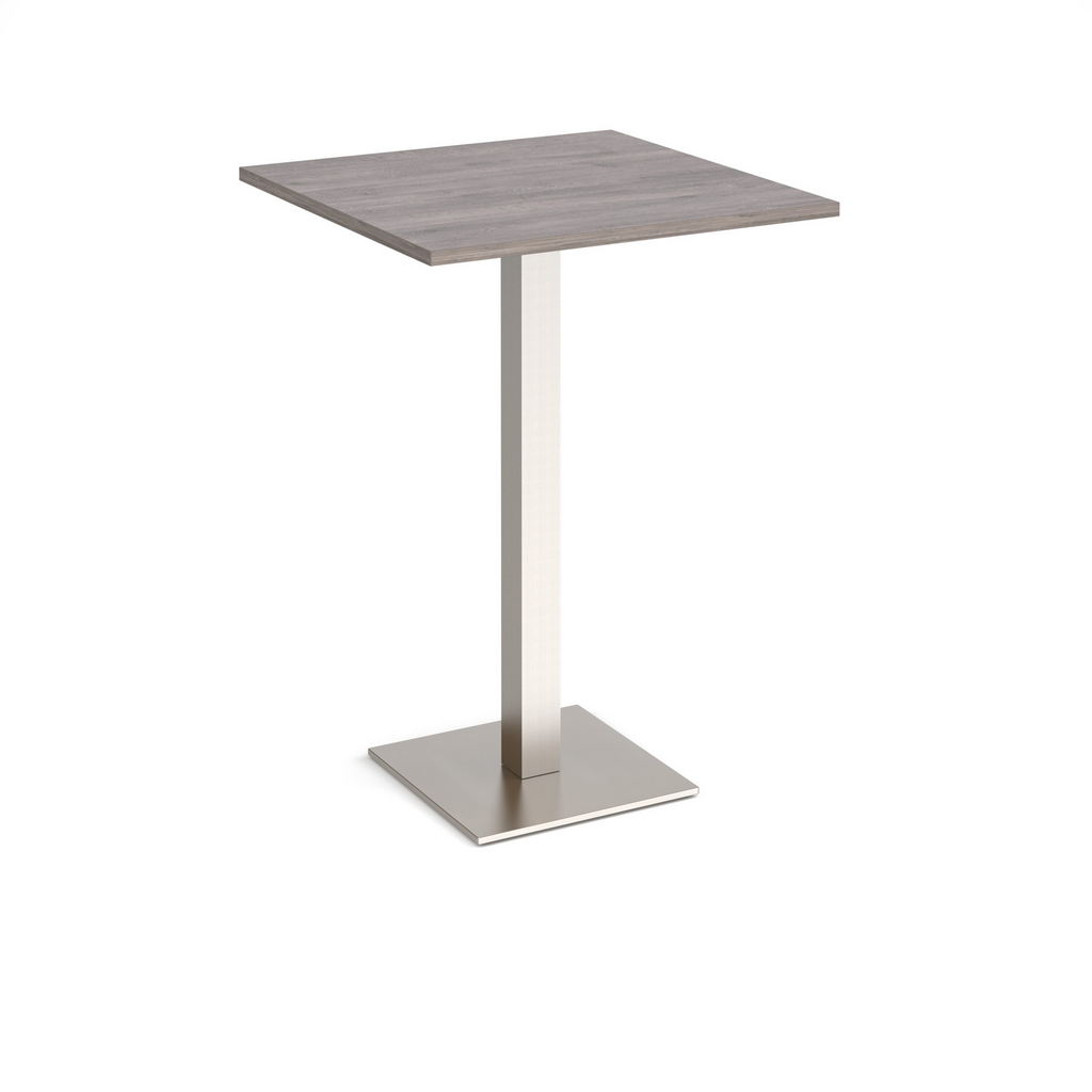 Picture of Brescia square poseur table with flat square brushed steel base 800mm - grey oak