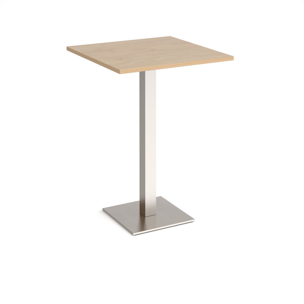 Picture of Brescia square poseur table with flat square brushed steel base 800mm - kendal oak