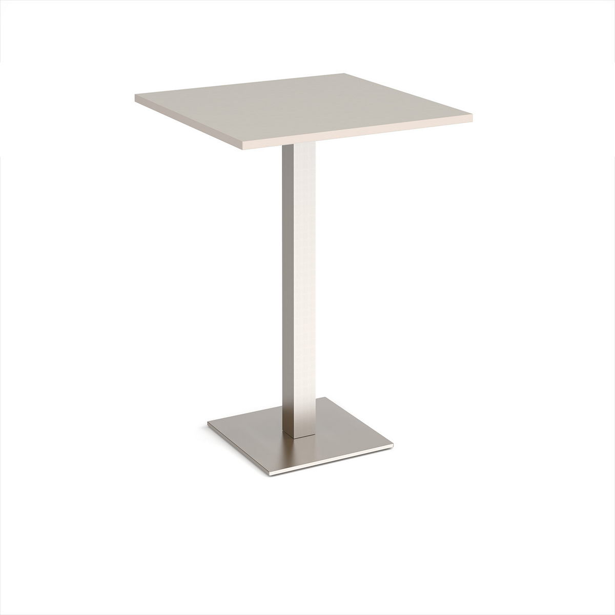 Picture of Brescia square poseur table with flat square brushed steel base 800mm - Light Grey