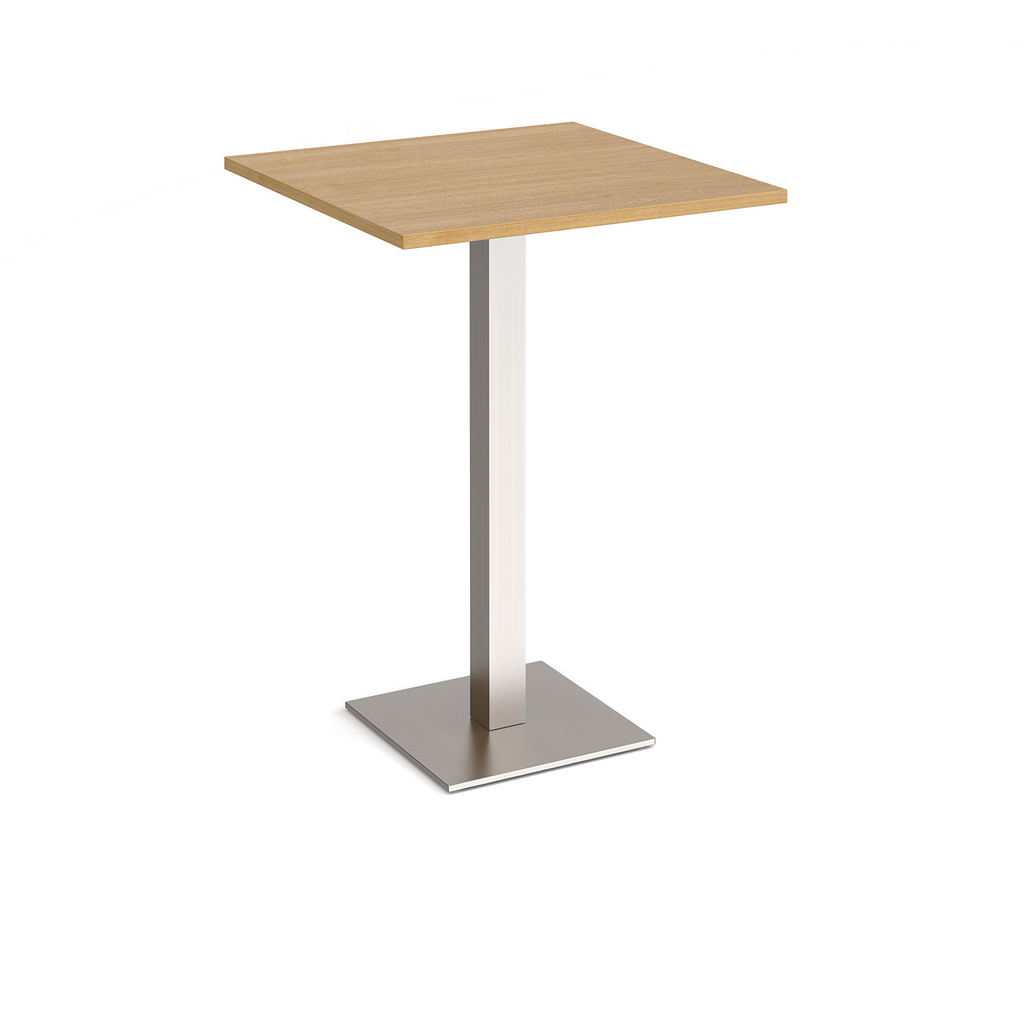 Picture of Brescia square poseur table with flat square brushed steel base 800mm - oak