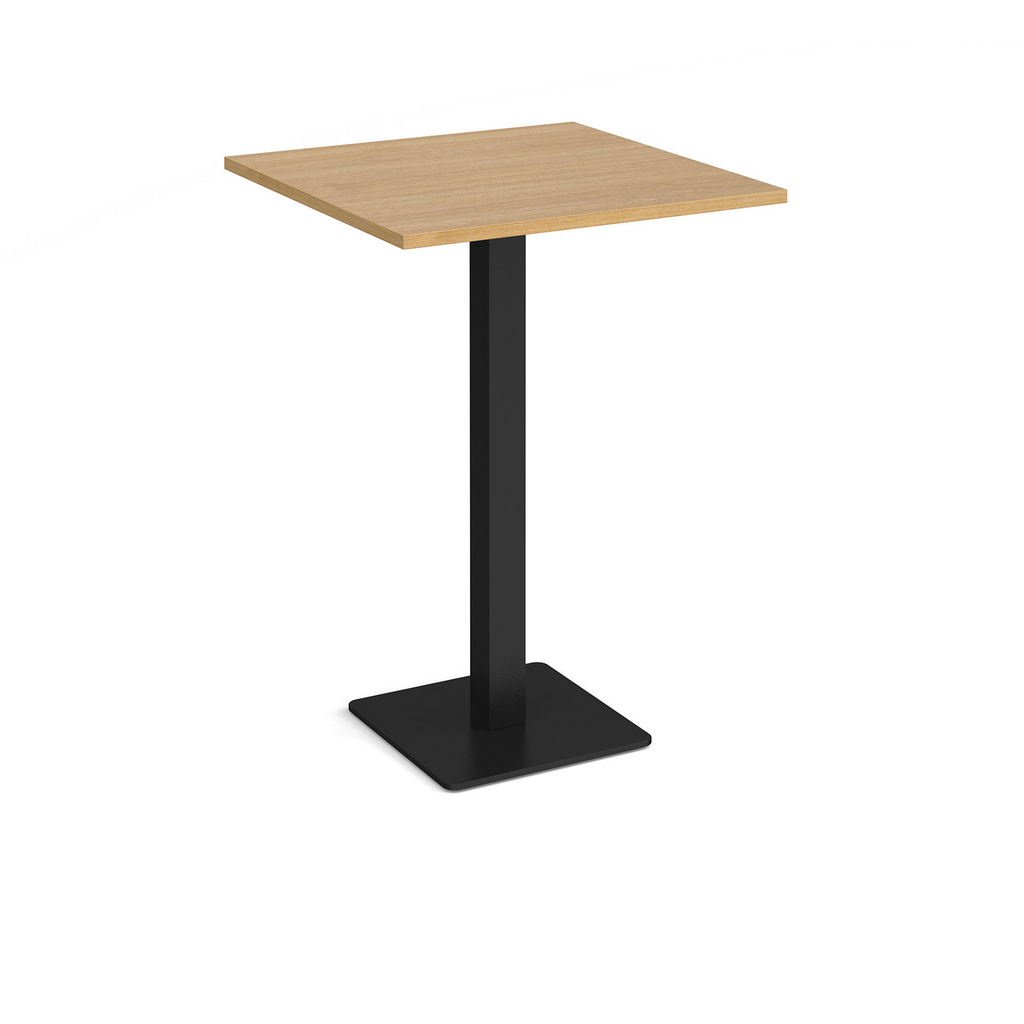 Picture of Brescia square poseur table with flat square black base 800mm - oak